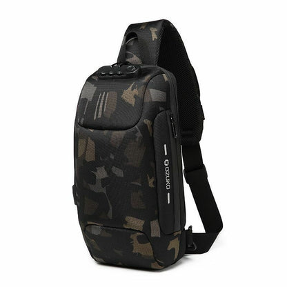 Comb. Lock Charging Port Water Resistant Chest Pack Sling Bag One Strap Backpack