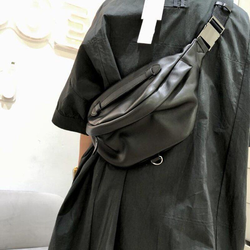 Genuine Leather Chest Shoulder Bag Crossbody Pack Cowhide Shoulder Purse 38*15CM