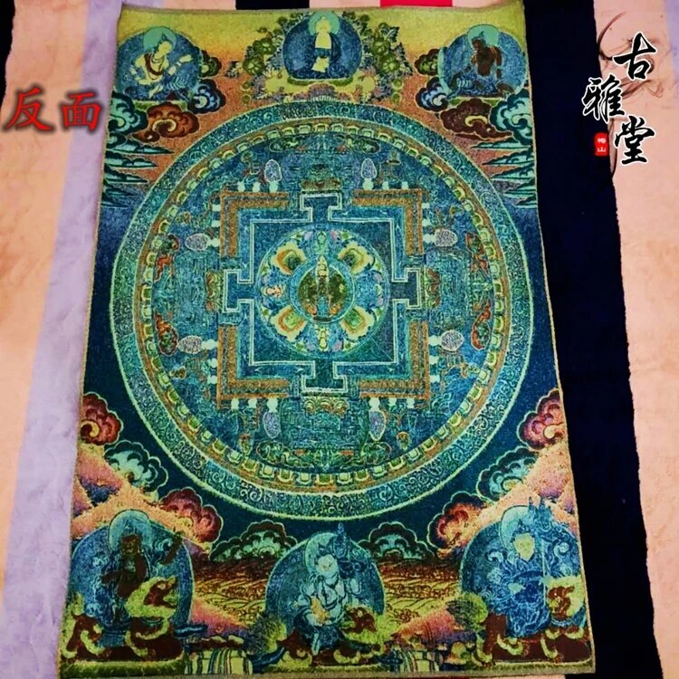 New Buddha Silk Embroidery Nepal Golden Silk Tangka Statue Tancheng Tangka