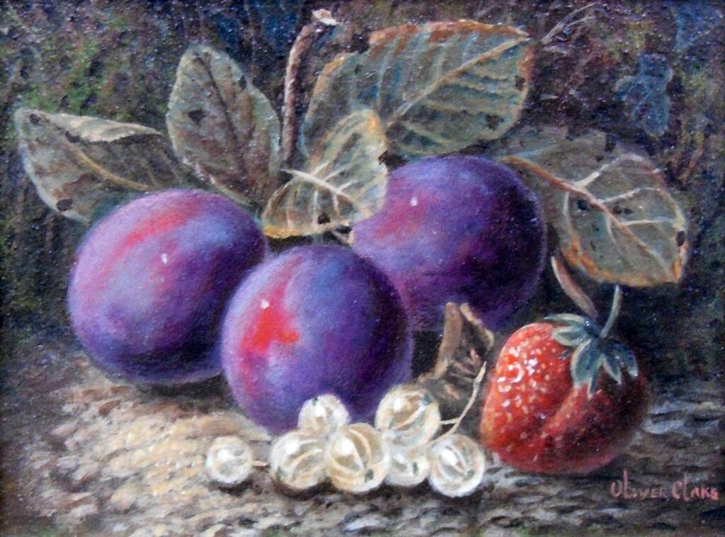 Oil painting Plums-Oliver-Clare-Oil-Painting still life handmade in oil canvas