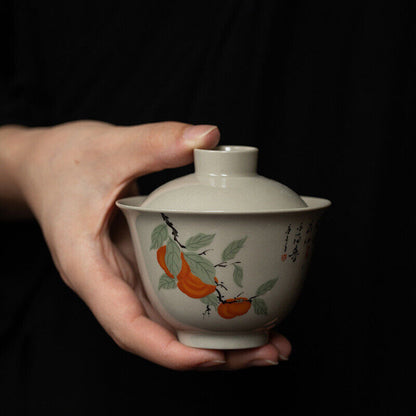 Retro Chinese Style Ceramic Covered Bowl Tea Cup Kung Fu Tea Set