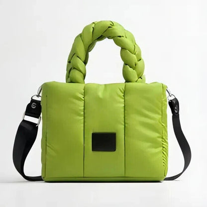 Quilted Tote Bags Women Down Handbags Woven Handle Shoulder Bag Winter Bag