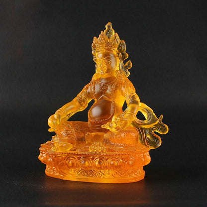 14.5cm Feng Shui Tibet Tibetan Buddhism Statue Yellow Jambhala Buddha