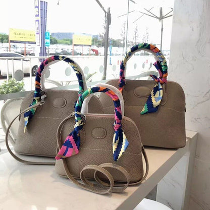 Bowling Handbag Genuine Leather Shell Purse Crossbody Shoulder Bags S/M/L Sizes