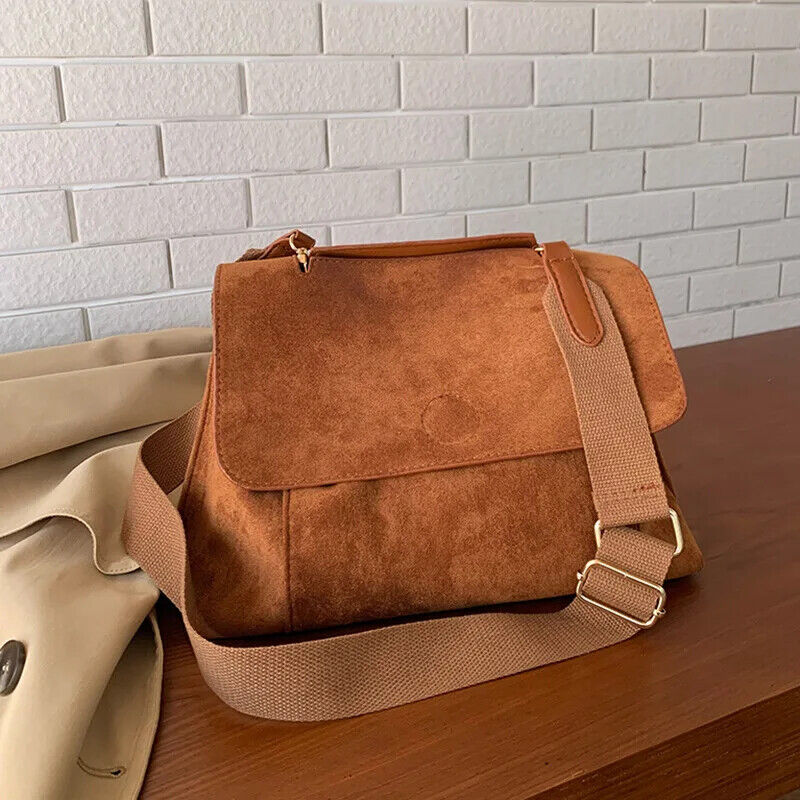 Women Handbag Brown Suede Autumn Winter Bag Women's Crossbody Bag One Shoulder