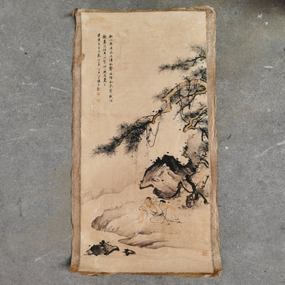 Old Chinese painting scroll "Chen Shaomei character" painting paper slice