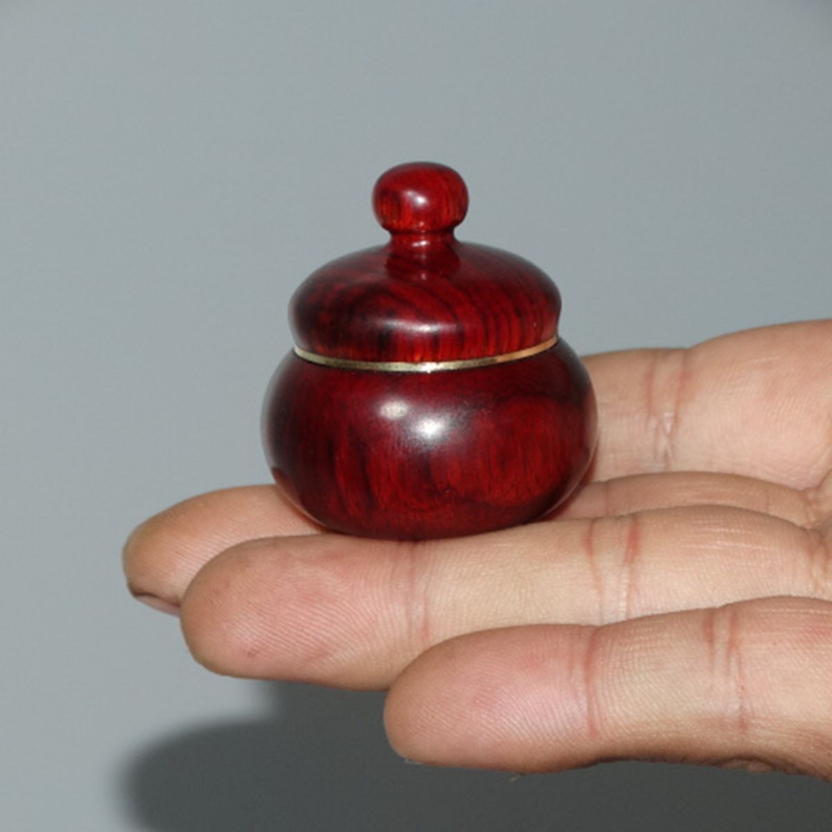 Red Sandalwood Snuff Bottle Chinese Tibetan Style Solid Wood Snuff Container
