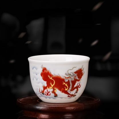 150ml Jade Porcelain Kung Fu Tea Cup Creative Pattern Dragon Tiger Teacups