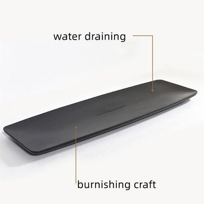 Burnishing Craft Weighted Tea Tray Simple Pattern Water Draining Serving Tray