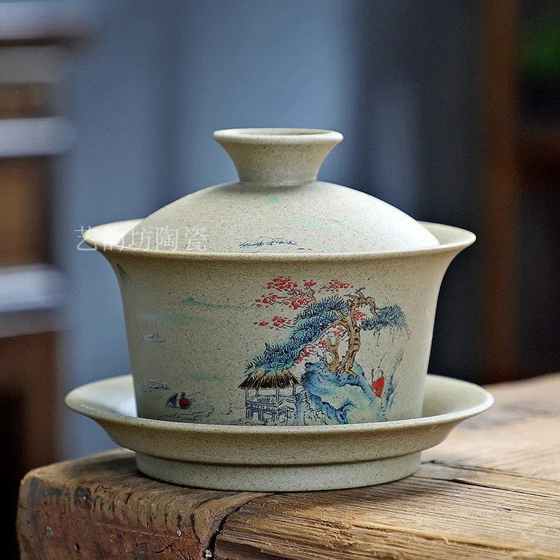 150ml Coarse Pottery Covered Bowl Tea Making Bowl Kung Fu Sancai Tea Maker