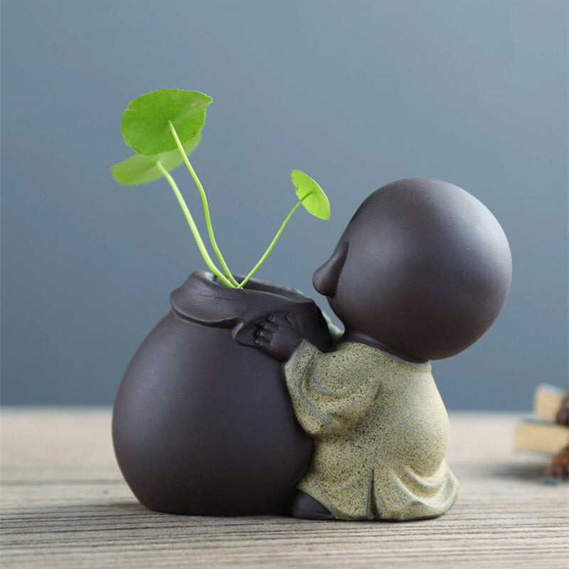 One Piece House Warming Gift Yixing Zisha Vase Small Tea Pet Little Kid Monk New