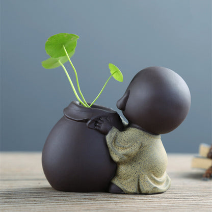 One Piece House Warming Gift Yixing Zisha Vase Small Tea Pet Little Kid Monk New