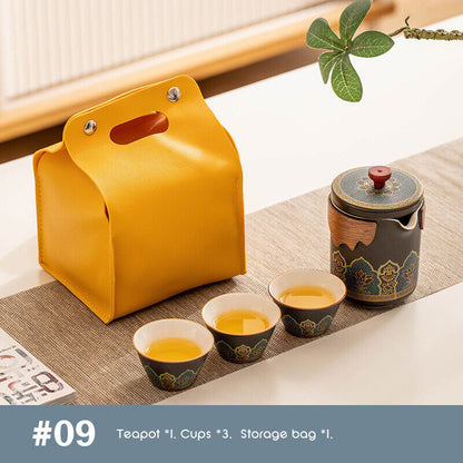 Outdoor Office Camping Tea Ceramic Set Porcelain Chinese Gongfu Tea Cup Set