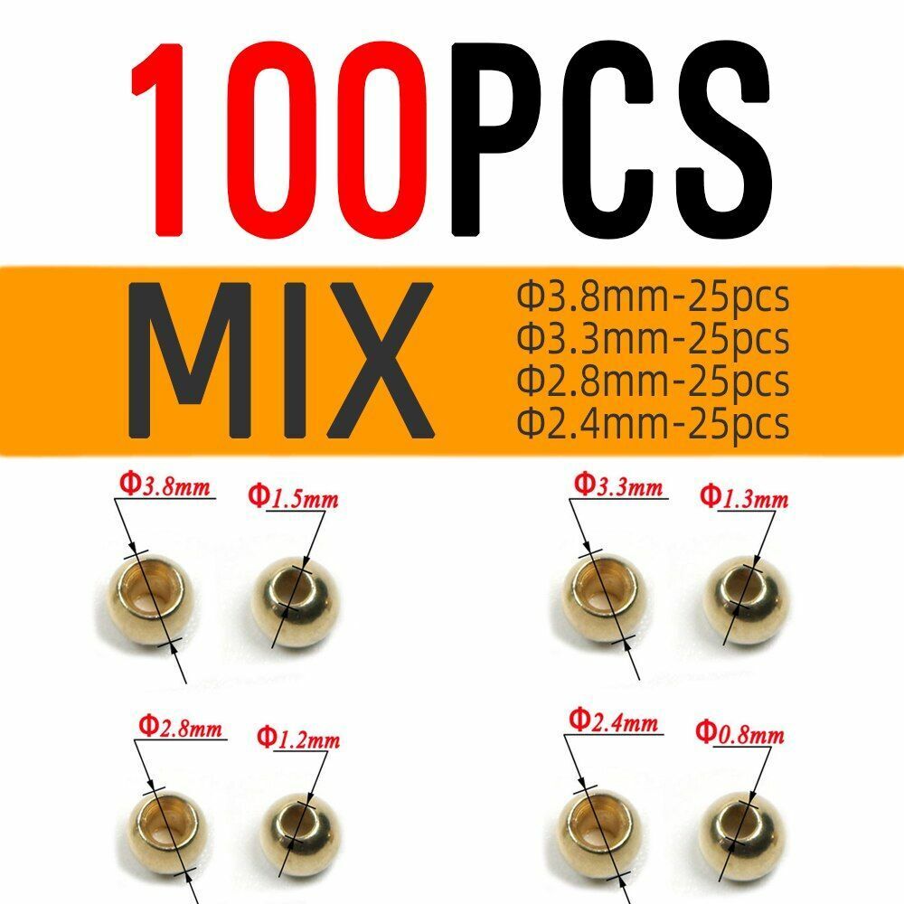 Brass Beads Head 100/500/1000 PCS Fly Tying Nymph Streamer Bugs Hook 2.4mm 2.8mm