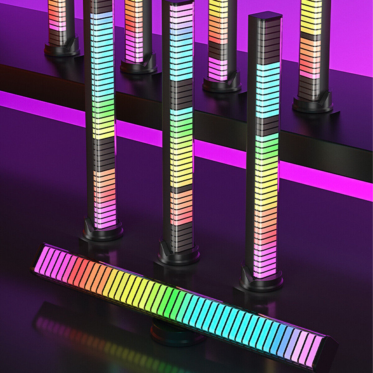 RGB LED Sound Control Light Bar Voice Activated Rhythm Lamp Car Desktop Office