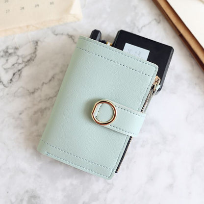 Fashion Clutch Wallet Small Zipper Pouch Card Bags Synthetic Leather Hasp Short