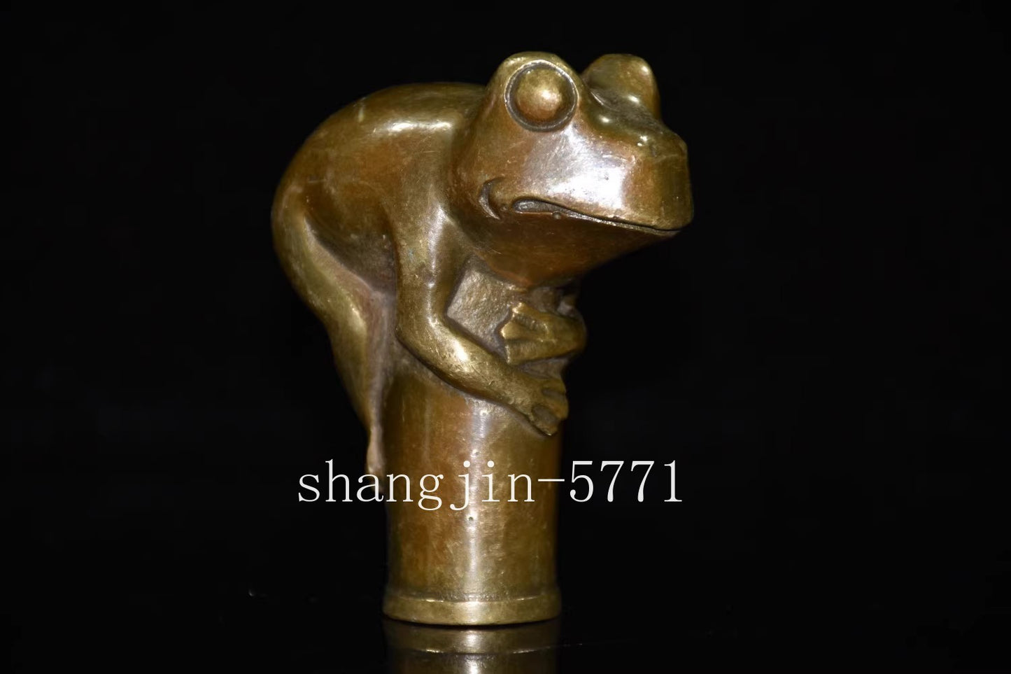 Brass Frog Statue Walking Stick Cane Toad Animal Head Handle DIY Tool Collection