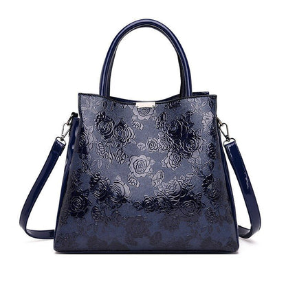 3D Flowers Print Tote Bag 2 Sets Purses Handbag Shoulder Crossbody Polyester