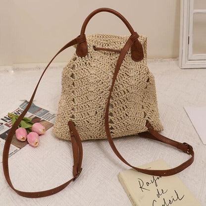 New Hollow Straw Shoulder Bag Women's Summer Backpack Vacation Beach Bag