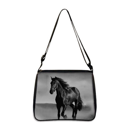 Horse Print Handbag Canvas Shoulder Bag Messenger Bags Travel Crossbody Nylon