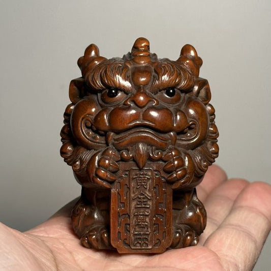 Vintage Chinese Wooden Carved Nice Beast Statue Decoration Wood Figurines Gifts
