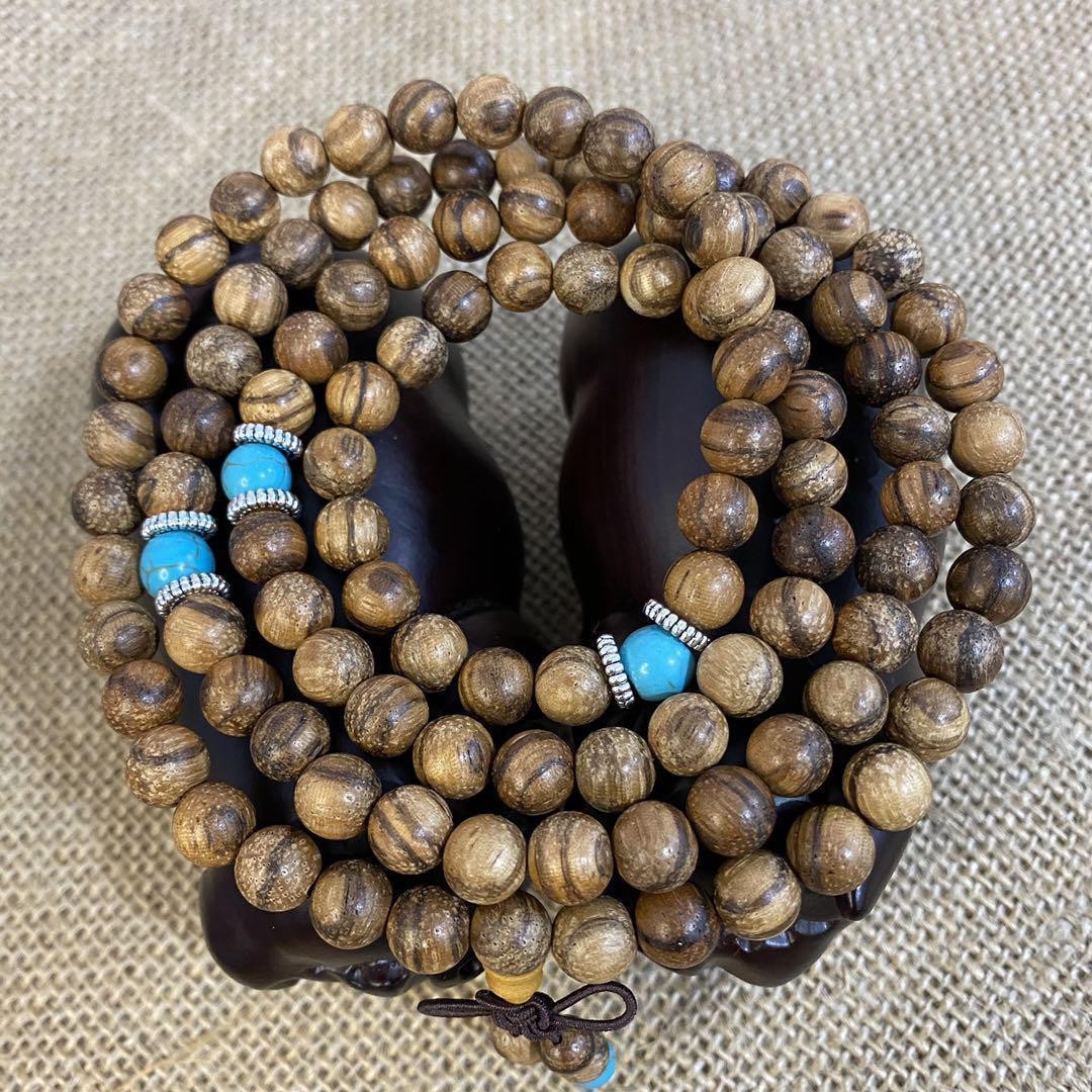 Agarwood 108 Beads Mala Bracelet Buddhist Prayer Jewelry Unisex Handmade