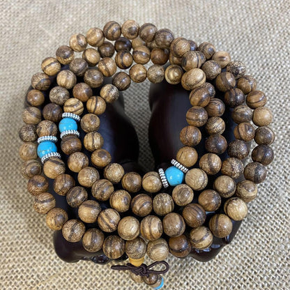 Agarwood 108 Beads Mala Bracelet Buddhist Prayer Jewelry Unisex Handmade