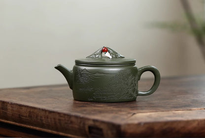220cc chinese Yixing Handmade Zisha teapot Green Clay HanWa Gongfu Hu Tea Pot