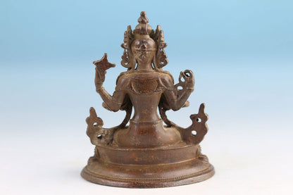 Blessing Chinese Bronze Budddha Statue Old Netsuke Table Ornament Gift