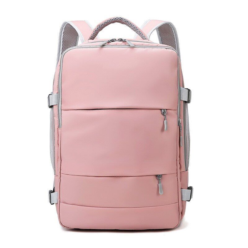 Pink Women Travel Backpack Water Daypack Bag Luggage Strap & USB Backpack
