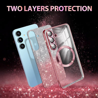 for Galaxy S25 FE Case,Compatible with Magsafe,Clear Magnetic Glitter Gradient S