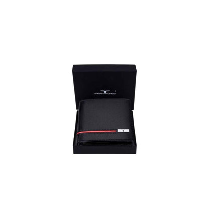 New Black/Red Bi-Fold Leather Men's Wallet RFID Protection Gift Item