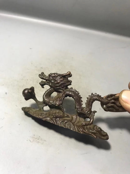 Rare Chinese bronze handmade dragon statue netsuke collectable tea pet art gift