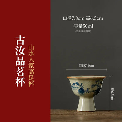 50ml Vintage Ceramic Tea Cup High Foot Cup Gift Home Use Collection Originality