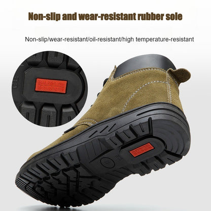 Smash-resistant and Stab-resistant Cowhide Labor Protection Shoes
