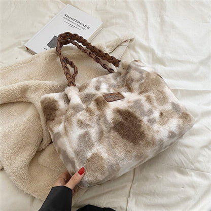 Faux Fur Plush Tote Bags Women Shoulder Bag Shopper Ladies Handbag