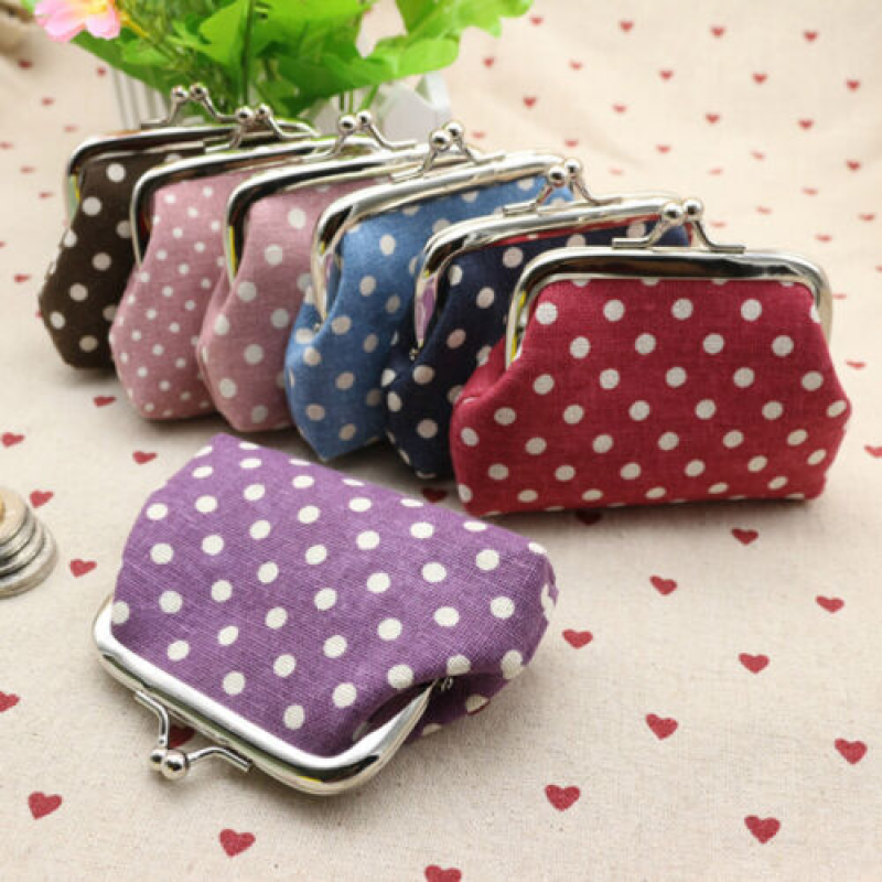 Women Mini Purse Card Coin Bag Dot Design Wallet Lady Kids Fashion Cute Hand Bag