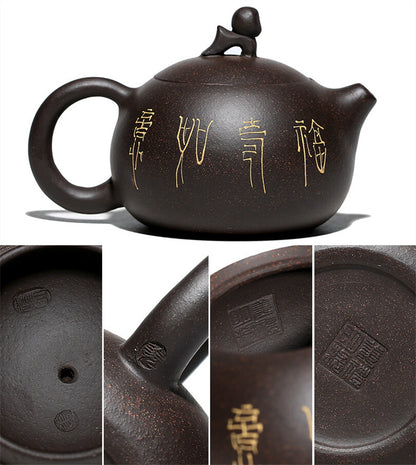 Real Yixing Zisha Tea Pot Marked Xishi Pot Monkey Statue Chinese Kungfu Tea Pot