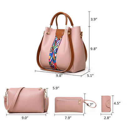 4Pcs/Set Women Lady Leather Handbags Messenger Shoulder Bags Tote Satchel Purse