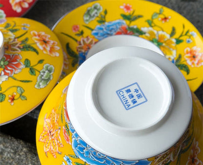 300ml Tea Bowl Jingdezhen Hand Painted Gaiwan Kung Fu Tea Set Tureen Decor