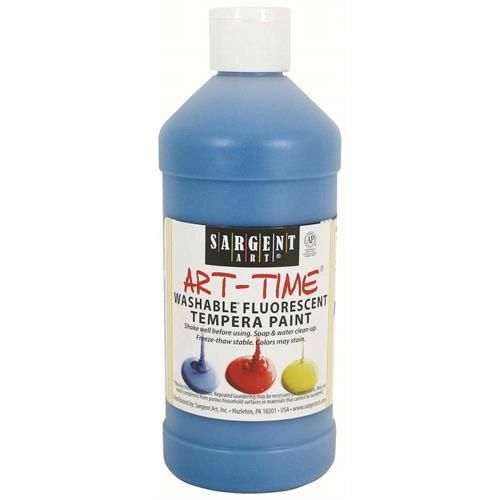 Sargent Art 16-Ounce Art Time Washable Fluorescent Tempera, Blue (22-4750)