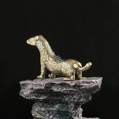 Solid Bronze Decorative Otter Animal Small Statue Tea Pet Table Decor Craft Gift