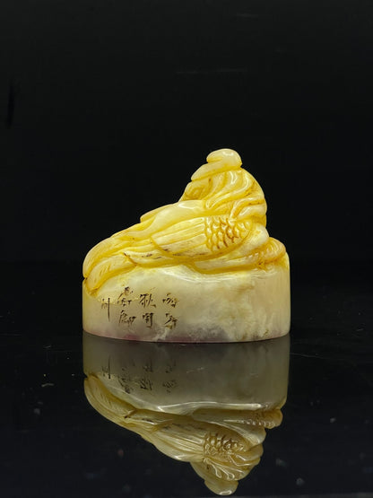 Chinese Natural Shoushan Stone Hand-carved Exquisite Phoenix Seal 31253