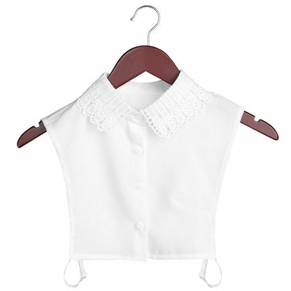 Shirt Collar Women Cotton Lace Fake Blouse Vintage Lapel Clothes Accessories Top