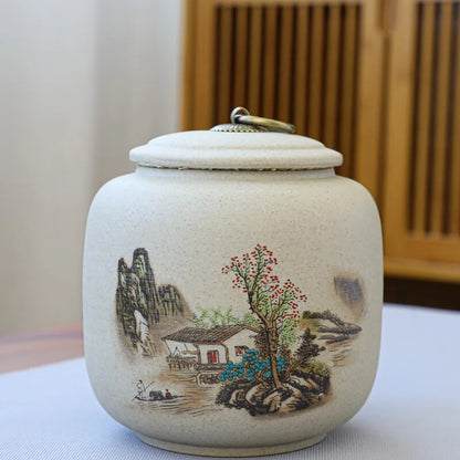 Tea Jar Ceramic Sealed Tank Home Pu 'er Tea Storage Container Tea Set Accessorie
