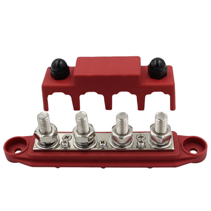 New Red 5/16" 4 Stud Power and Ground Distribution Block with Cover M8