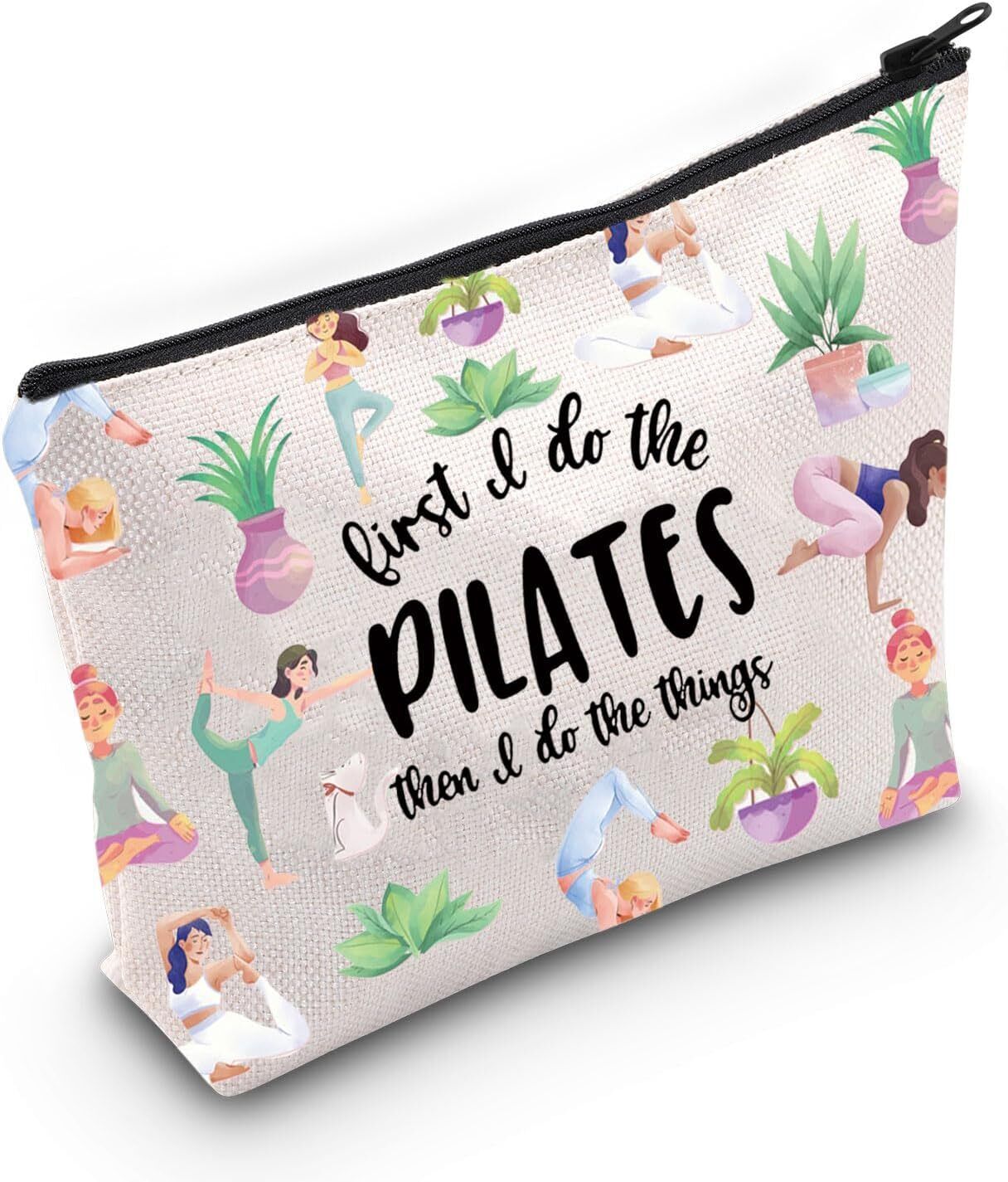 WZMPA Pilates Cosmetic Makeup Bag Yoga Gift first I do the pilates