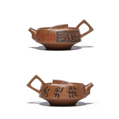 Full Handmade Teapot Real Yixing Zisha Jiangpo Clay Hand Carved Marked Pot 120ml