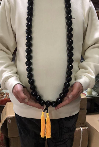 30mm 54 Shaolin Buddha Monk Prayer Mala Black Beads Necklace Kung Fu Suit Rosary