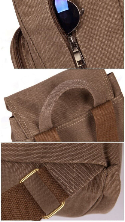 Canvas Backpack Men Women Travel Bag Hiking Rucksack Daypack